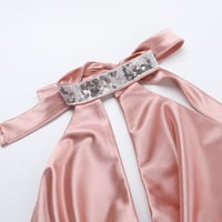 Sexy halterneck dress with open back and sparkling collar - Thumbnail 3