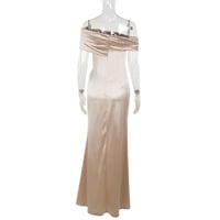Mercerized one-shoulder slit dress - Thumbnail 2