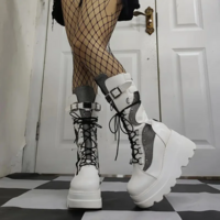Punk Style Casual Women’s Gothic Combat Boots - Thumbnail 3