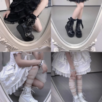 PU Leather Rivet Buckle Design Gothic Shoes - Thumbnail 3