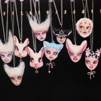 Handmade cow doll face necklace (unique) - Thumbnail 3