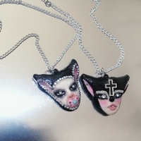 Handmade mouse doll face bedazzled necklace (unique) - Thumbnail 6