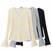 Sweet style ruffled patchwork warm long-sleeved bottoming sweater - Thumbnail 5