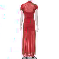 Sexy solid color hip-wrapped mesh maxi dress - Thumbnail 3