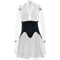 Sleeveless halter neck dress Fashion sexy hot girl backless color matching short skirt - Thumbnail 4