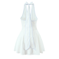 Deep V Sleeveless Halter Neck Dress with Waist and Sweet Bowknot Miniskirt for Women - Thumbnail 1