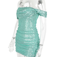 Strapless one-shoulder sequined tight-fitting hip skirt dress - Thumbnail 1