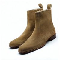 Crafted Leather Classic Brown Suede Leather Side Zipper Jodhpur Boot - Thumbnail 1