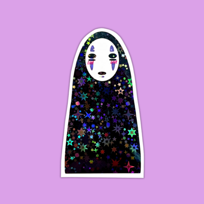 Blushing No-Face Sticker | Glossy or Holographic Star | 3" Vinyl 
