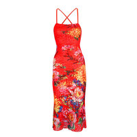 Sexy halterneck satin mesh print halter top hip dress - Thumbnail 1