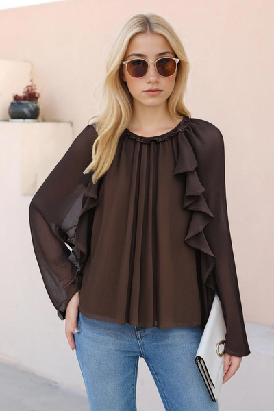 Fashionable drapey layered shirt top