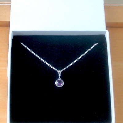 Boxed gift/sterling silver amethyst pendant & chain/amethyst necklace/amethyst jewellery/amethyst jewelry/uk