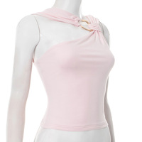 Solid color irregular collar metal decoration top - Thumbnail 6