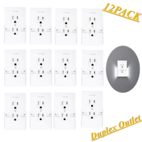 12Pack Wall Outlet Plate LED Night Light, Illuminated Plug Cover With Sensor Inductive Guidelight Easy Snap On No Wire Or Battery Needed  - Thumbnail 1