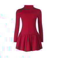 Irregular hem high collar dress with umbrella skirt - Thumbnail 3