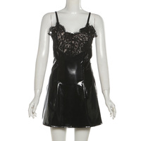 Solid color lace suspenders sleeveless backless slim fit temperament versatile dress - Thumbnail 4