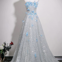 Shiny Sequins Long A-Line Prom Party Dress - Thumbnail 4
