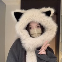 Cute Warm Cat Ears Hat Scarf - Thumbnail 4