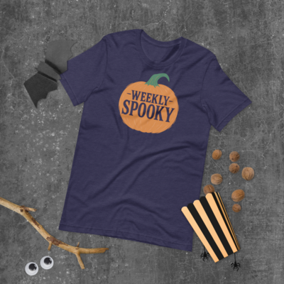 Weekly Spooky Jack-O-Lantern T-Shirt  Horror Podcast Merch, Halloween Every Day Soft Unisex Tee (Multiple Colors)