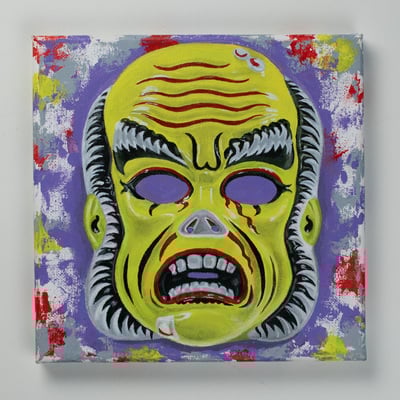 Yellow ghoul - painting of vintage halloween mask