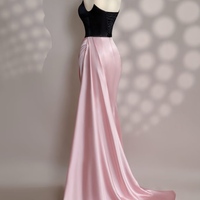 Pink dress - Long Satin dress - Party Dress - Cold Shoulder Dress - Bridesmades Dress - Gift For Her - Engagement Dress - Thumbnail 3