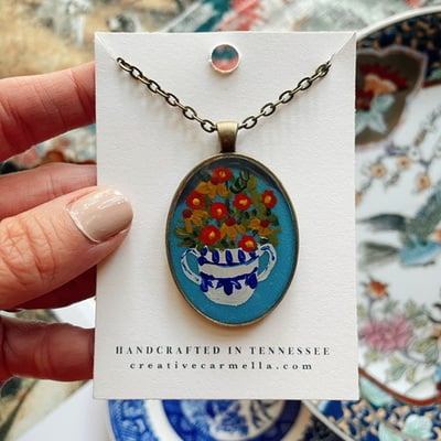 “savor the season” painted pendant necklace no.02