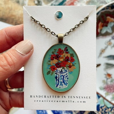 “savor the season” painted pendant necklace no.03