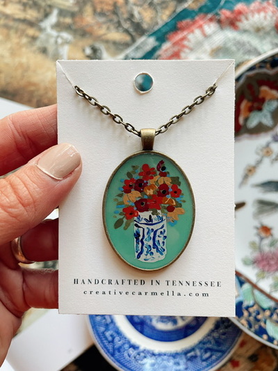 “Savor the Season” painted pendant necklace no.03