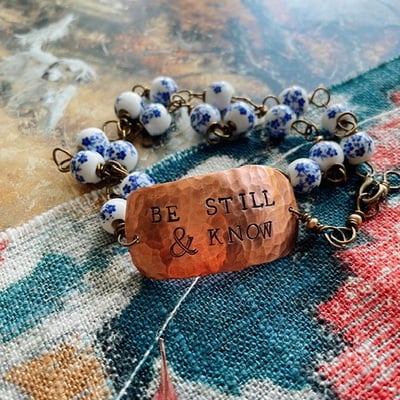 “be still & know” beaded wrap bracelet 