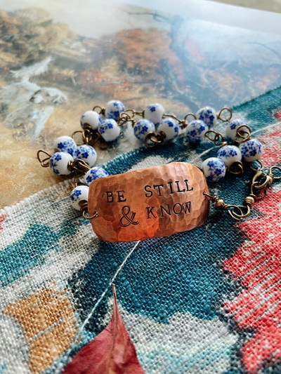 “Be Still & Know” beaded wrap bracelet 