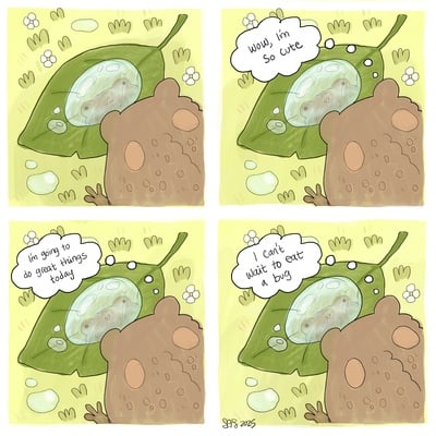 Cute toad comic print