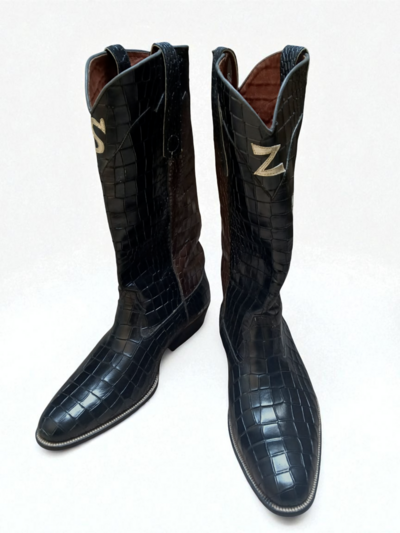 Crafted Leather Classic Black Crocodile Leather Alligator Cowboy Boot