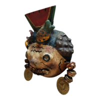Coconut mask. Collectibles. Home decoration. Wall decoration. Interior decoration. Mexican mask. Mexican craft. Mexican Folk Art. - Thumbnail 2
