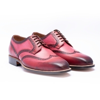 Crafted Leather Classic Men Pink Black Shaded Leather Wingtip Oxford Dress Shoes - Thumbnail 4