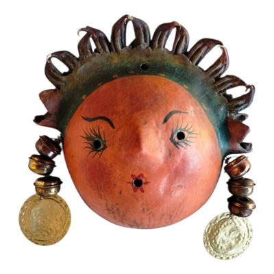 Coconut mask. collectibles. home decoration. wall decoration. interior decoration. mexican mask. mexican craft. mexican folk art.