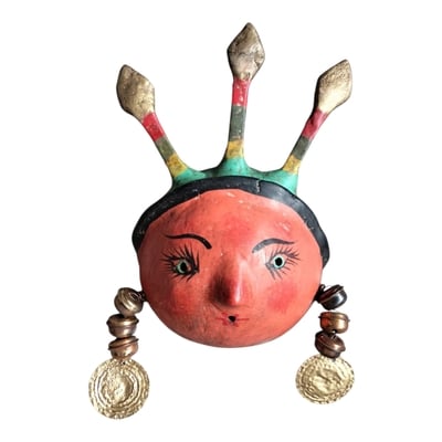 Coconut mask. collectibles. home decoration. wall decoration. interior decoration. mexican mask. mexican craft. mexican folk art.