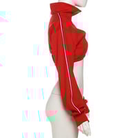 Hot Girl Horizontal Bar Casual Short Navel-Exposed Zipper Cardigan Jacket - Thumbnail 3