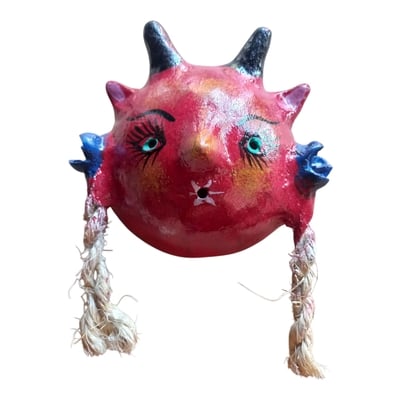 Vibrant coconut mask. collectibles. home decoration. wall decoration. interior decoration. mexican mask. mexican craft. mexican folk art.