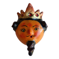 Vibrant Coconut mask. Collectibles. Home decoration. Wall decoration. Interior decoration. Mexican mask. Mexican craft. Mexican Folk Art. - Thumbnail 2