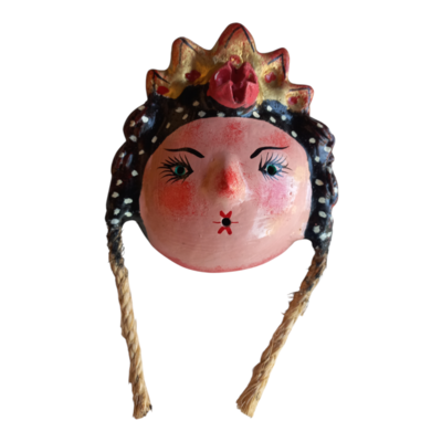 Vibrant coconut mask. collectibles. home decoration. wall decoration. interior decoration. mexican mask. mexican craft. mexican folk art.