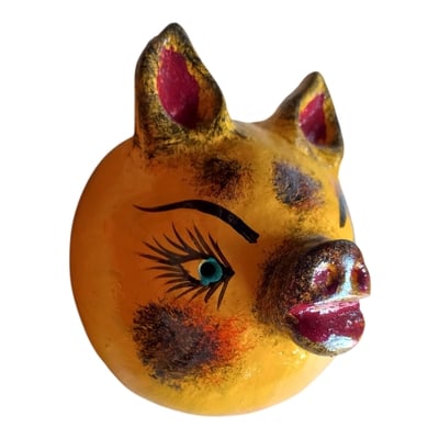 Vibrant coconut mask. collectibles. home decoration. wall decoration. interior decoration. mexican mask. mexican craft. mexican folk art.