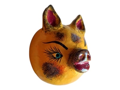Vibrant Coconut mask. Collectibles. Home decoration. Wall decoration. Interior decoration. Mexican mask. Mexican craft. Mexican Folk Art.