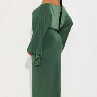Olive Off The Shoulder Maxi Dress - Thumbnail 1