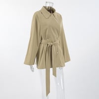 Women's design trench coat mid-length khaki jacket lace-up autumn long-sleeved coat - Thumbnail 3