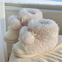 Cute Fleece Snow Boots With Pompom Balls - Thumbnail 1