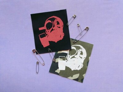 Gas Mask Cyber Punk Goth Patch - Red, Camouflage