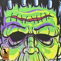 Frankenstein Retro Mask Sticker 2”x3” - Thumbnail 1