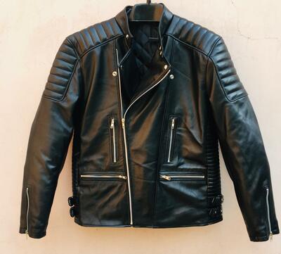 Crafted Leather Men's Motorcycle Genuine Lambskin Leather Jacket Black Slim fit Biker jacket 