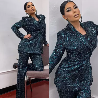 2 Pcs Sequins Prom Dresses for Women Slim Fit Pant Suit Elegant Evening Formal Party Second Reception Gowns vestido de novia