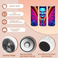 Movie SAW; Jigsaw Billy Tumbler | Zipper Design | 20oz Stainless Tumbler| Free Ship - Thumbnail 3